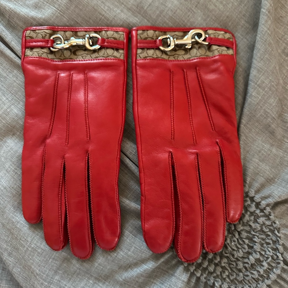 COPY - Coach Red Leather with Cashmere lining. Excellent condition.